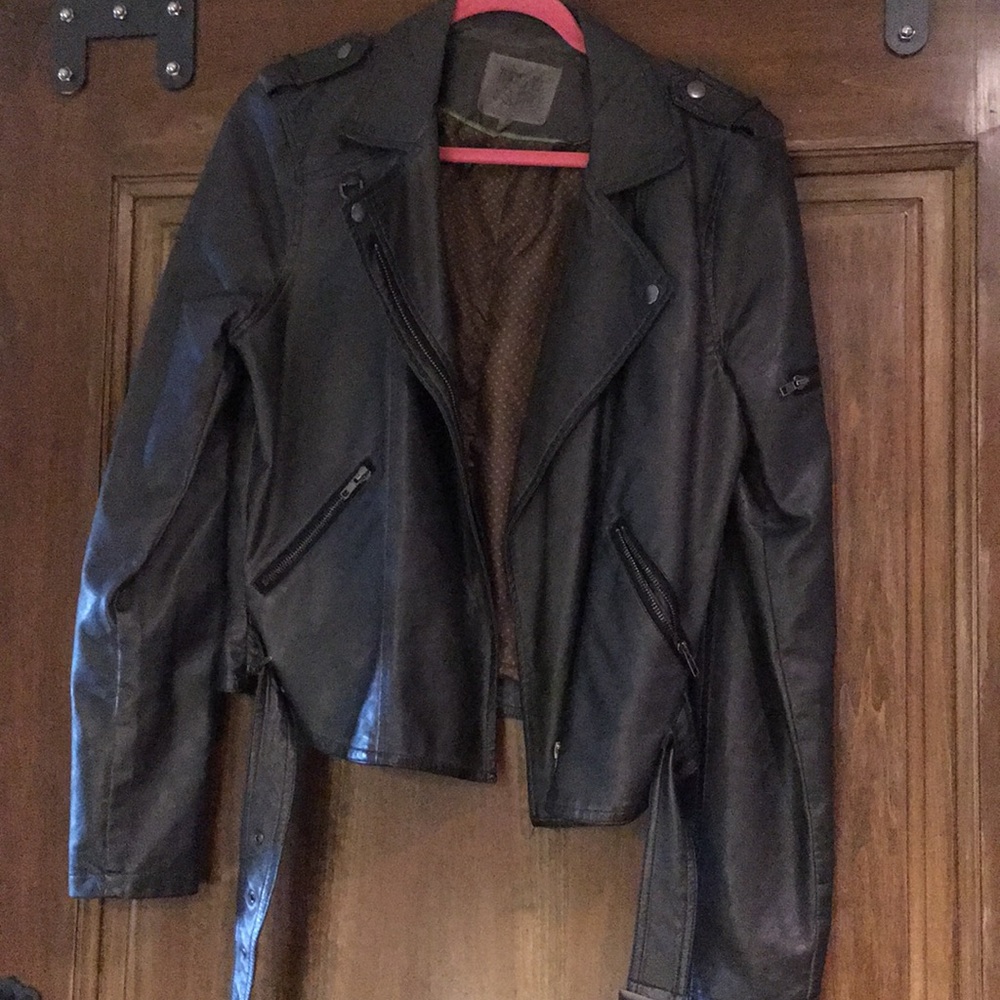 Thread & Supply dark grey faux leather jacket. L.